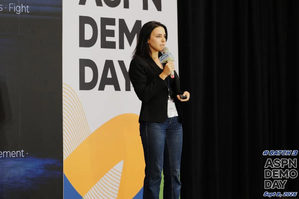 SPARO co-founder presenting on stage
